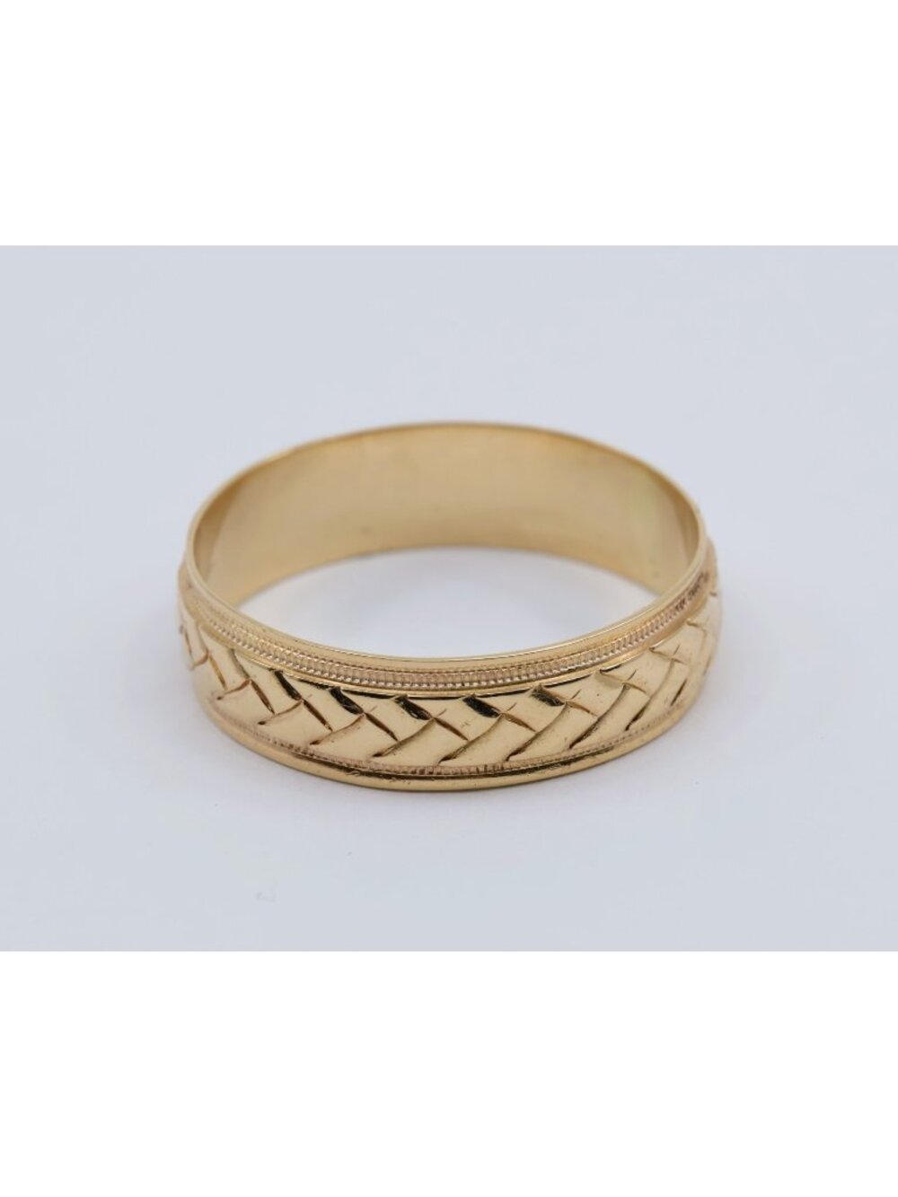 Unique 14K Solid Yellow Gold Woven Braided Pattern Wedding Band Ring - Size 12.5